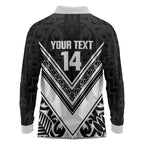 New Zealand Silver Fern Rugby Custom Long Sleeve Polo Shirt Go Wheel Kiwi Maori Pattern