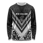 New Zealand Silver Fern Rugby Custom Long Sleeve Shirt Go Wheel Kiwi Maori Pattern