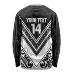 New Zealand Silver Fern Rugby Custom Long Sleeve Shirt Go Wheel Kiwi Maori Pattern