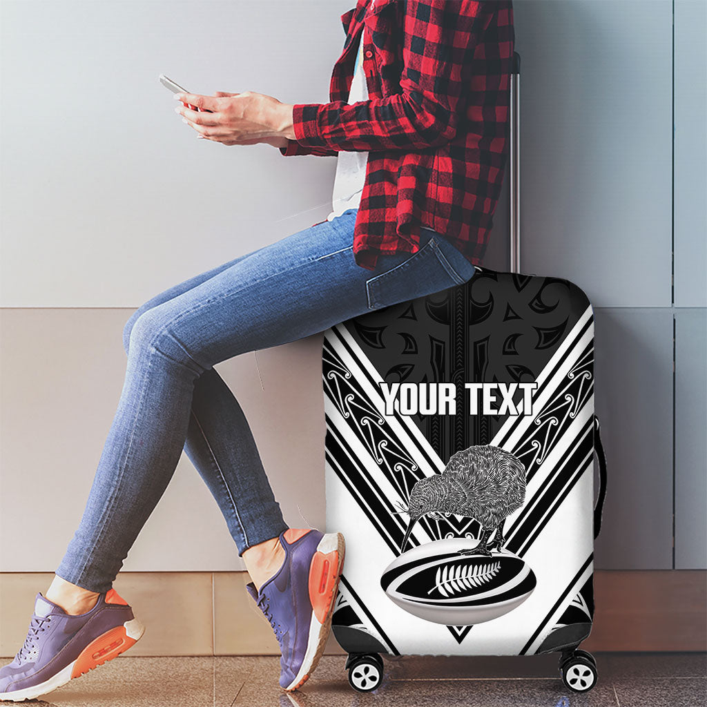 New Zealand Silver Fern Rugby Custom Luggage Cover Go Wheel Kiwi Maori Pattern