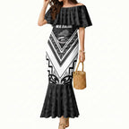 New Zealand Silver Fern Rugby Custom Mermaid Dress Go Wheel Kiwi Maori Pattern