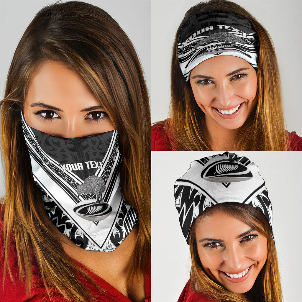 New Zealand Silver Fern Rugby Custom Neck Gaiter Go Wheel Kiwi Maori Pattern