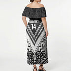New Zealand Silver Fern Rugby Custom Off Shoulder Maxi Dress Go Wheel Kiwi Maori Pattern