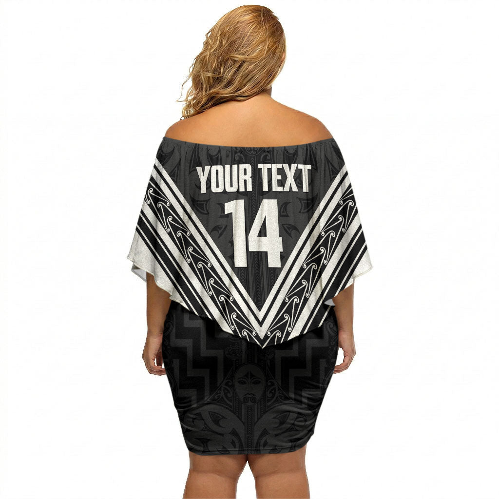 New Zealand Silver Fern Rugby Custom Off Shoulder Short Dress Go Wheel Kiwi Maori Pattern