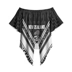 New Zealand Silver Fern Rugby Custom Off Shoulder Wrap Waist Top Go Wheel Kiwi Maori Pattern