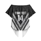 New Zealand Silver Fern Rugby Custom Off Shoulder Wrap Waist Top Go Wheel Kiwi Maori Pattern