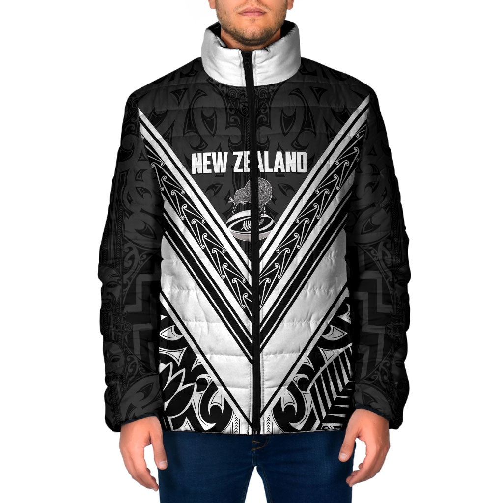 New Zealand Silver Fern Rugby Custom Padded Jacket Go Wheel Kiwi Maori Pattern