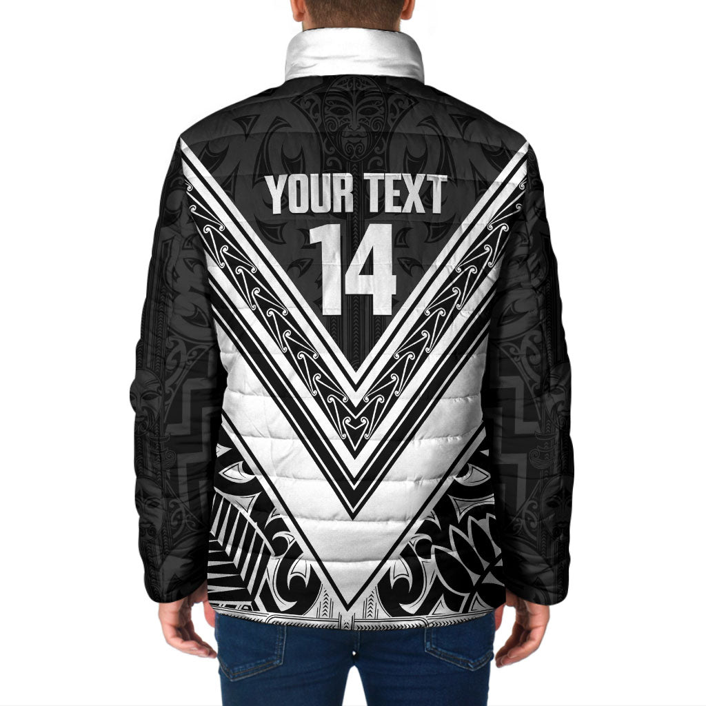 New Zealand Silver Fern Rugby Custom Padded Jacket Go Wheel Kiwi Maori Pattern
