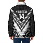 New Zealand Silver Fern Rugby Custom Padded Jacket Go Wheel Kiwi Maori Pattern