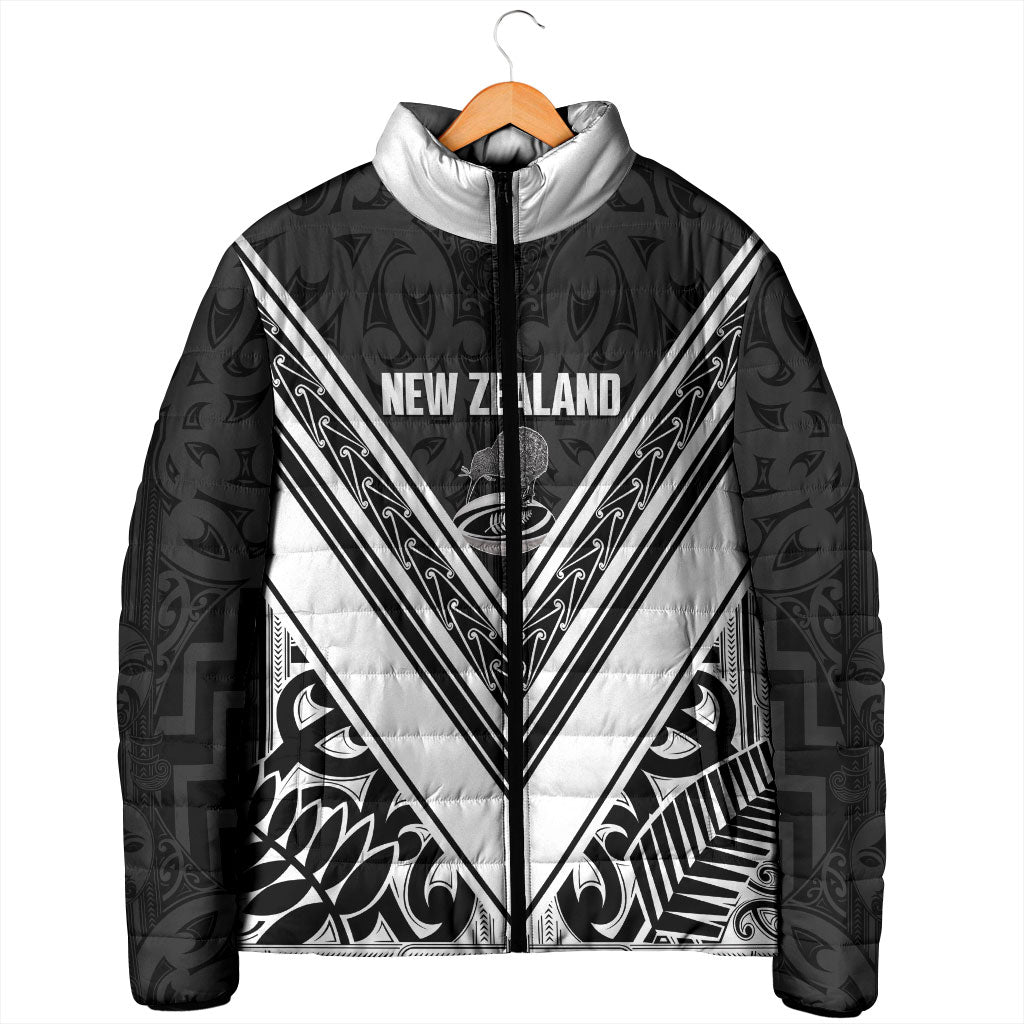 New Zealand Silver Fern Rugby Custom Padded Jacket Go Wheel Kiwi Maori Pattern