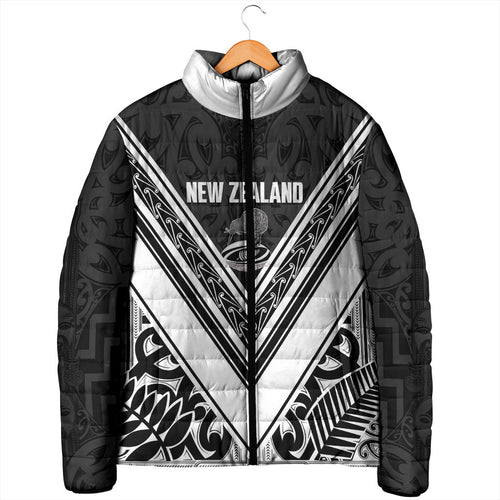 New Zealand Silver Fern Rugby Custom Padded Jacket Go Wheel Kiwi Maori Pattern