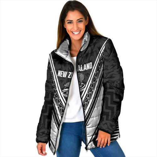 New Zealand Silver Fern Rugby Custom Padded Jacket Go Wheel Kiwi Maori Pattern