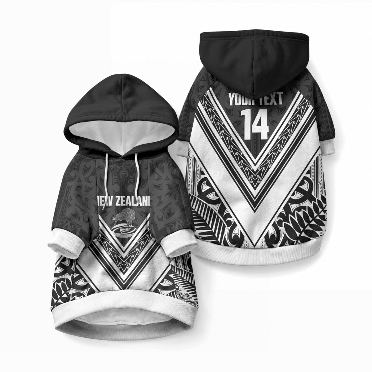 New Zealand Silver Fern Rugby Custom Pet Hoodie Go Wheel Kiwi Maori Pattern