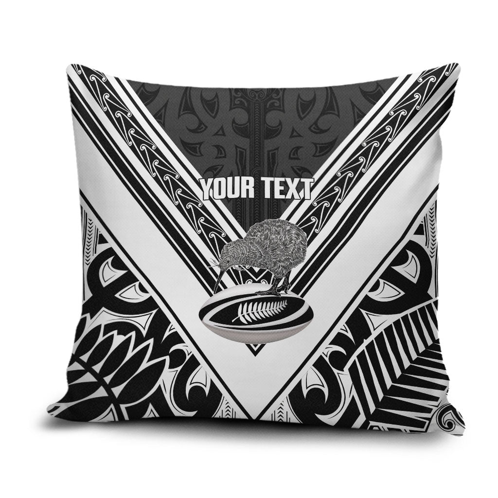 New Zealand Silver Fern Rugby Custom Pillow Cover Go Wheel Kiwi Maori Pattern