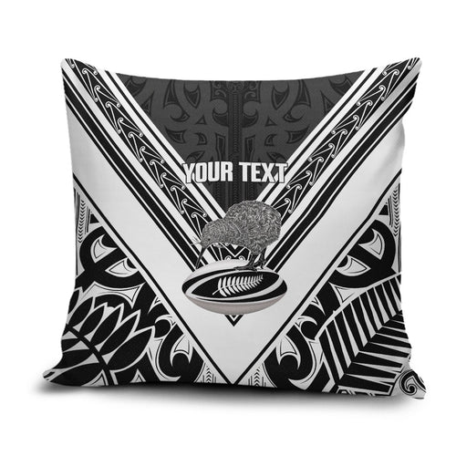 New Zealand Silver Fern Rugby Custom Pillow Cover Go Wheel Kiwi Maori Pattern