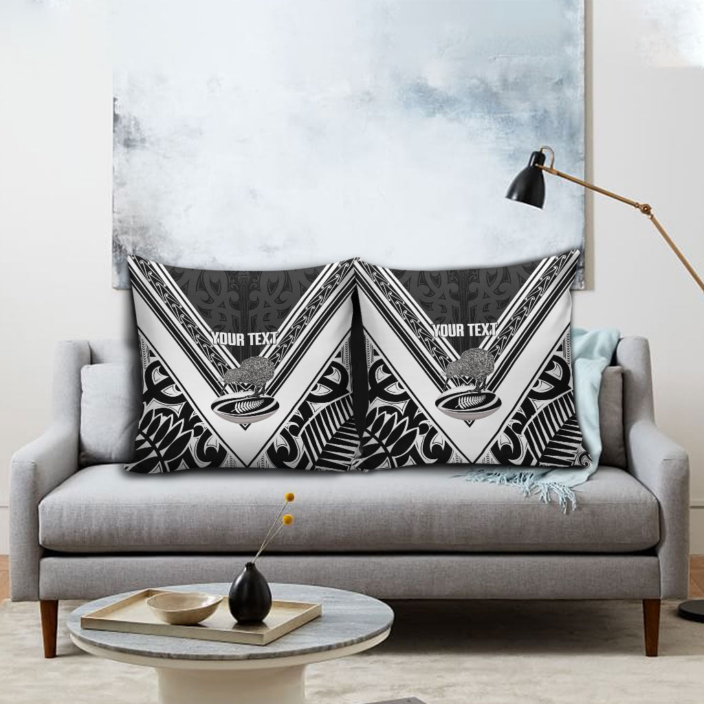 New Zealand Silver Fern Rugby Custom Pillow Cover Go Wheel Kiwi Maori Pattern