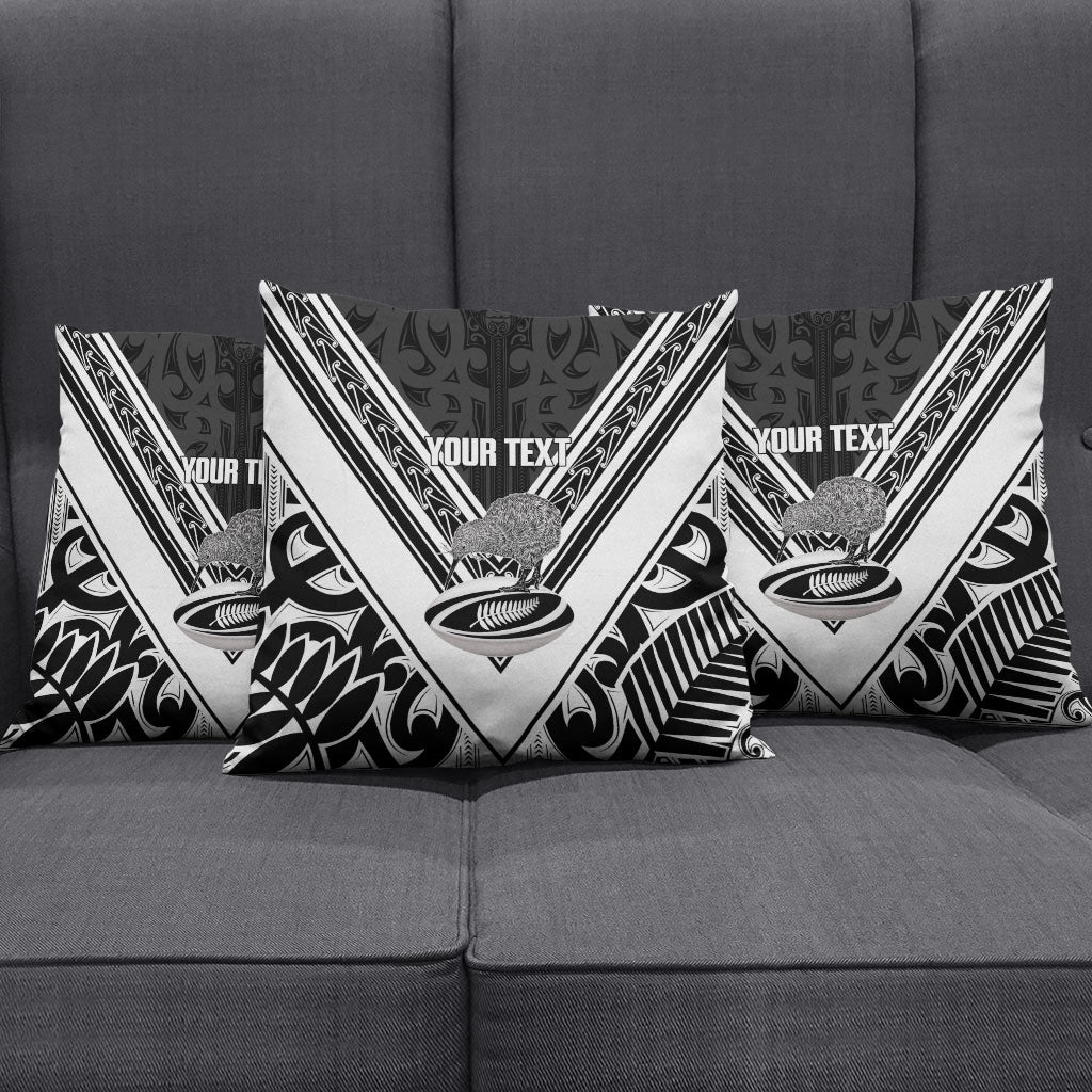 New Zealand Silver Fern Rugby Custom Pillow Cover Go Wheel Kiwi Maori Pattern