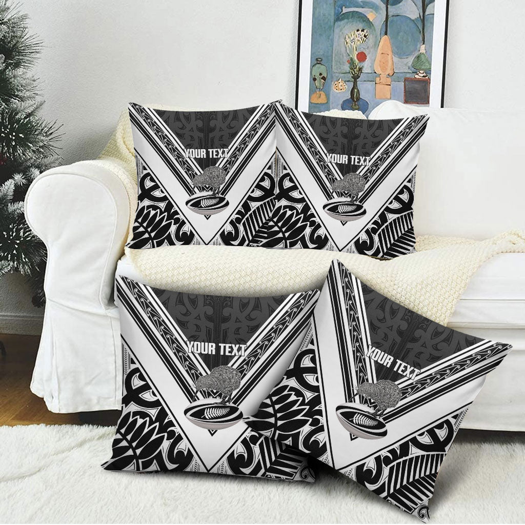 New Zealand Silver Fern Rugby Custom Pillow Cover Go Wheel Kiwi Maori Pattern