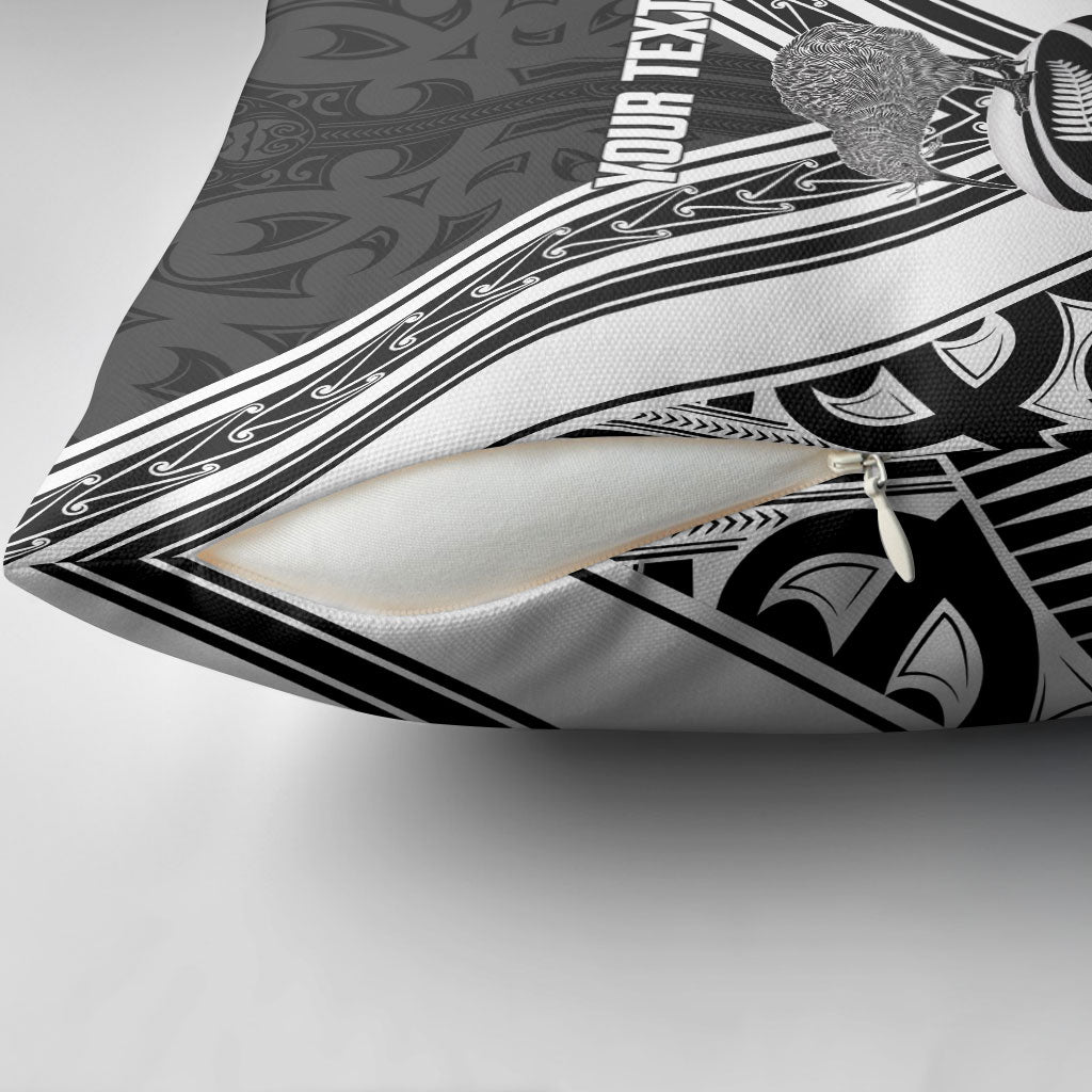 New Zealand Silver Fern Rugby Custom Pillow Cover Go Wheel Kiwi Maori Pattern