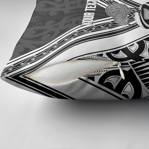 New Zealand Silver Fern Rugby Custom Pillow Cover Go Wheel Kiwi Maori Pattern