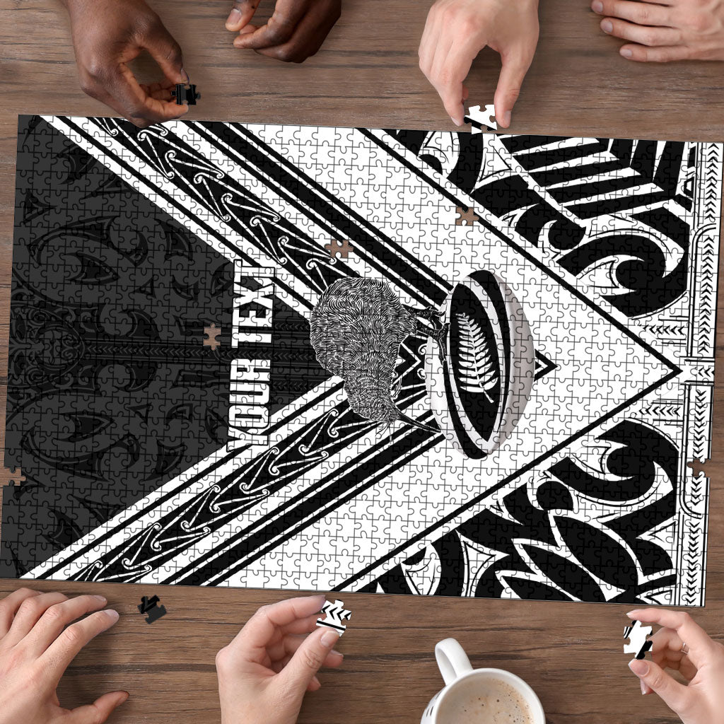 New Zealand Silver Fern Rugby Custom Puzzle Go Wheel Kiwi Maori Pattern