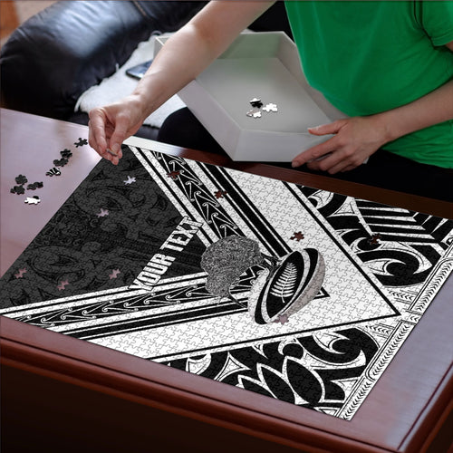New Zealand Silver Fern Rugby Custom Puzzle Go Wheel Kiwi Maori Pattern