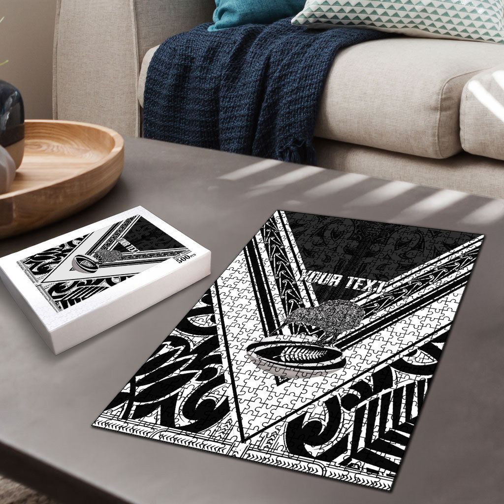 New Zealand Silver Fern Rugby Custom Puzzle Go Wheel Kiwi Maori Pattern