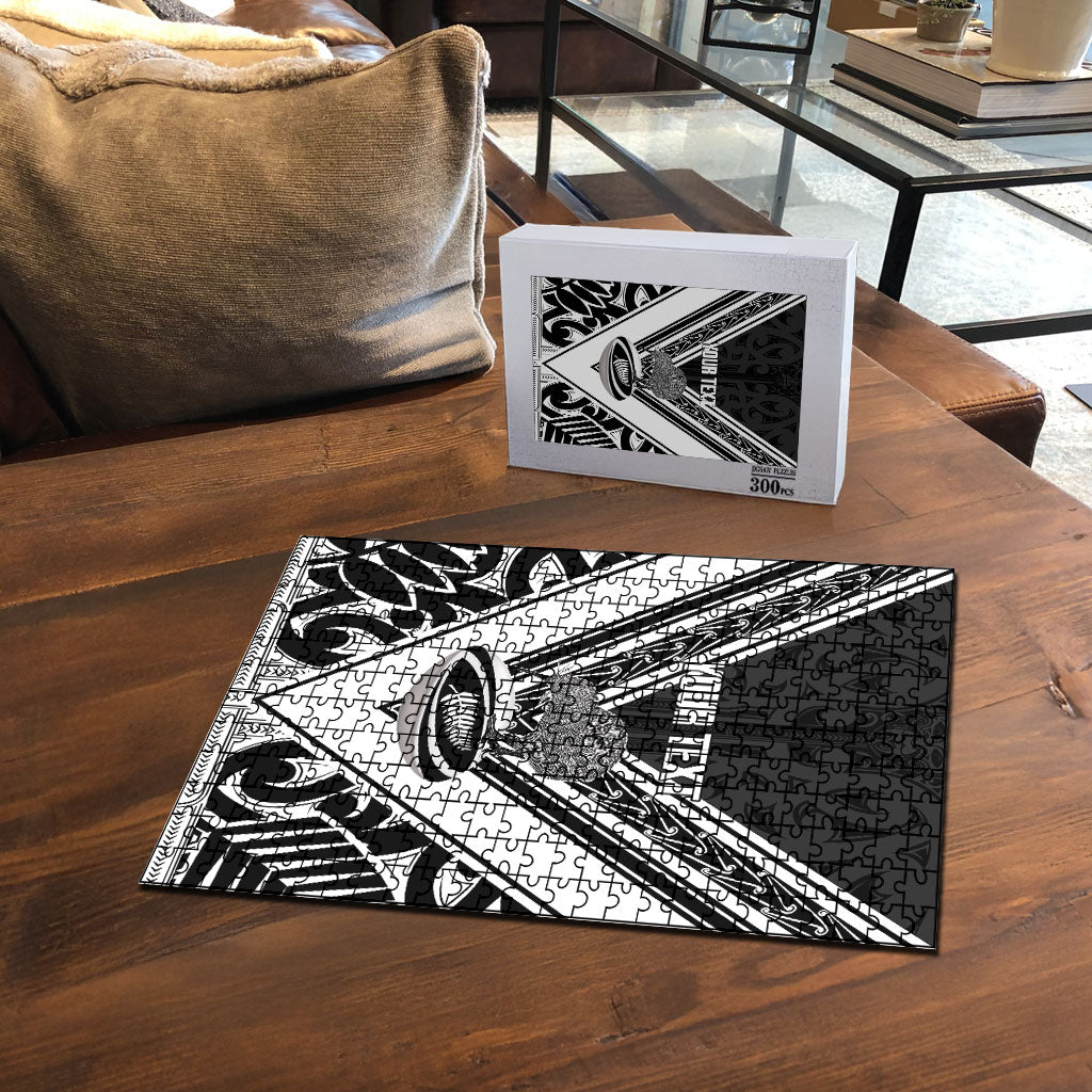 New Zealand Silver Fern Rugby Custom Puzzle Go Wheel Kiwi Maori Pattern