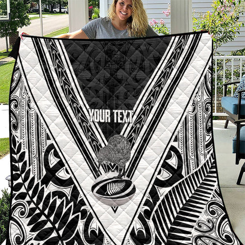 New Zealand Silver Fern Rugby Custom Quilt Go Wheel Kiwi Maori Pattern
