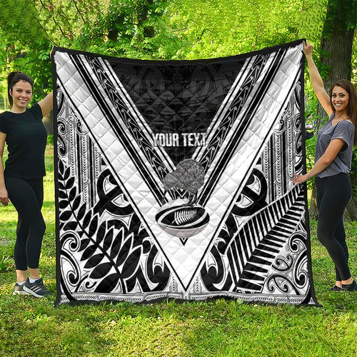 New Zealand Silver Fern Rugby Custom Quilt Go Wheel Kiwi Maori Pattern