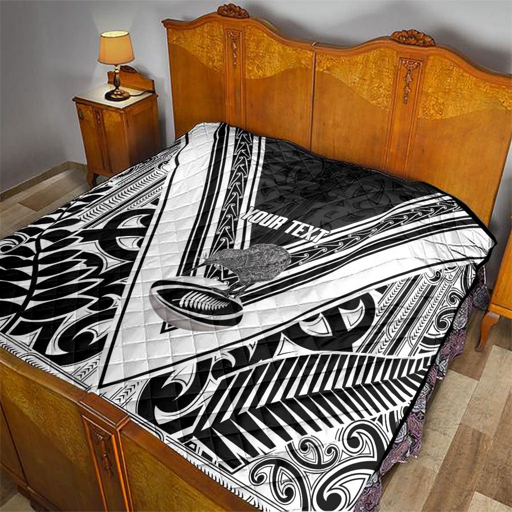 New Zealand Silver Fern Rugby Custom Quilt Go Wheel Kiwi Maori Pattern