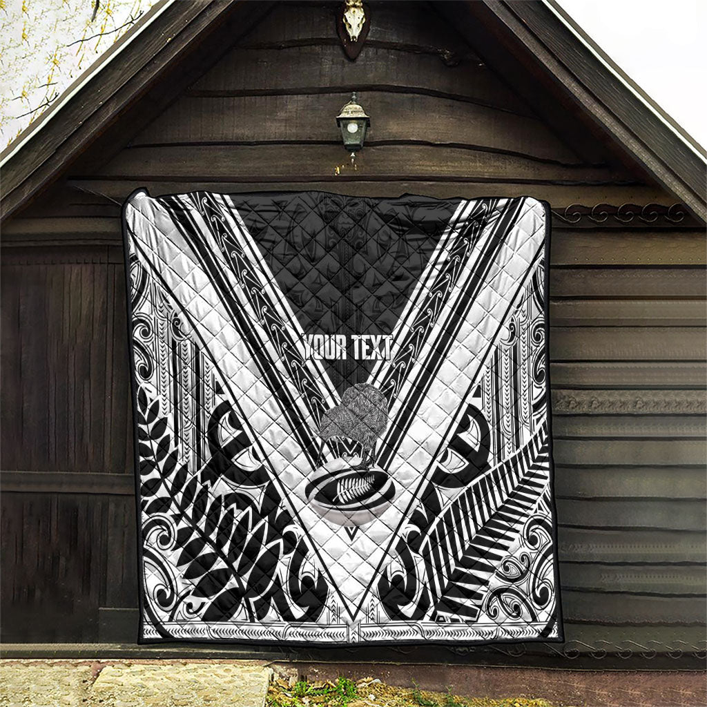 New Zealand Silver Fern Rugby Custom Quilt Go Wheel Kiwi Maori Pattern