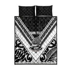 New Zealand Silver Fern Rugby Custom Quilt Bed Set Go Wheel Kiwi Maori Pattern