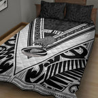 New Zealand Silver Fern Rugby Custom Quilt Bed Set Go Wheel Kiwi Maori Pattern