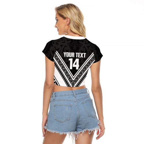 New Zealand Silver Fern Rugby Custom Raglan Cropped T Shirt Go Wheel Kiwi Maori Pattern