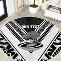 New Zealand Silver Fern Rugby Custom Round Carpet Go Wheel Kiwi Maori Pattern