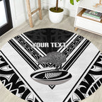 New Zealand Silver Fern Rugby Custom Round Carpet Go Wheel Kiwi Maori Pattern