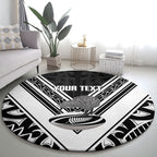 New Zealand Silver Fern Rugby Custom Round Carpet Go Wheel Kiwi Maori Pattern