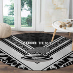 New Zealand Silver Fern Rugby Custom Round Carpet Go Wheel Kiwi Maori Pattern