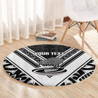 New Zealand Silver Fern Rugby Custom Round Carpet Go Wheel Kiwi Maori Pattern