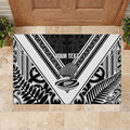 New Zealand Silver Fern Rugby Custom Rubber Doormat Go Wheel Kiwi Maori Pattern