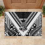 New Zealand Silver Fern Rugby Custom Rubber Doormat Go Wheel Kiwi Maori Pattern