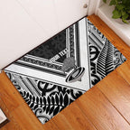 New Zealand Silver Fern Rugby Custom Rubber Doormat Go Wheel Kiwi Maori Pattern