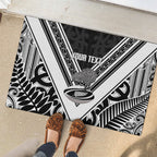 New Zealand Silver Fern Rugby Custom Rubber Doormat Go Wheel Kiwi Maori Pattern