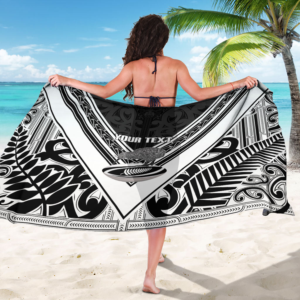 New Zealand Silver Fern Rugby Custom Sarong Go Wheel Kiwi Maori Pattern