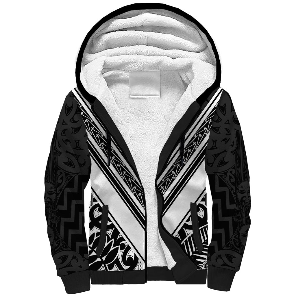 New Zealand Silver Fern Rugby Custom Sherpa Hoodie Go Wheel Kiwi Maori Pattern