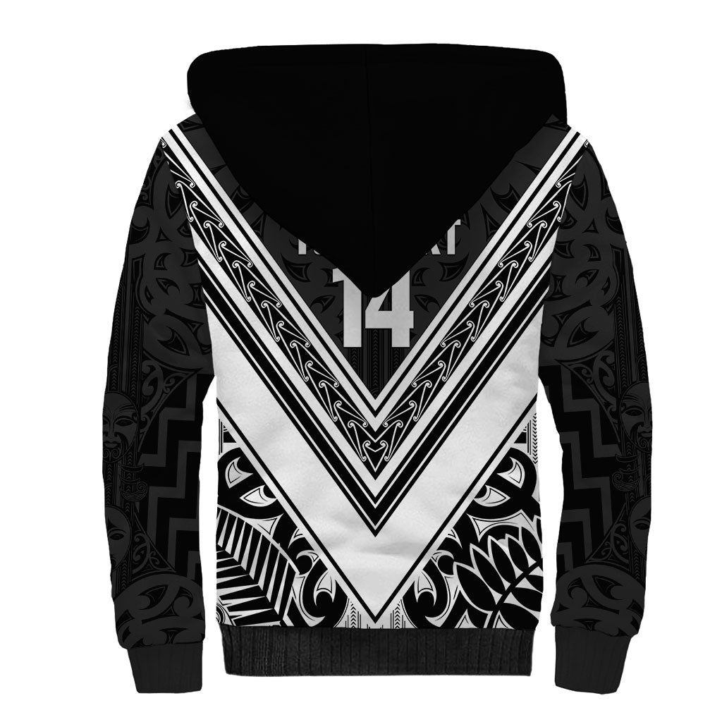 New Zealand Silver Fern Rugby Custom Sherpa Hoodie Go Wheel Kiwi Maori Pattern