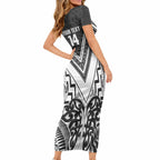 New Zealand Silver Fern Rugby Custom Short Sleeve Bodycon Dress Go Wheel Kiwi Maori Pattern