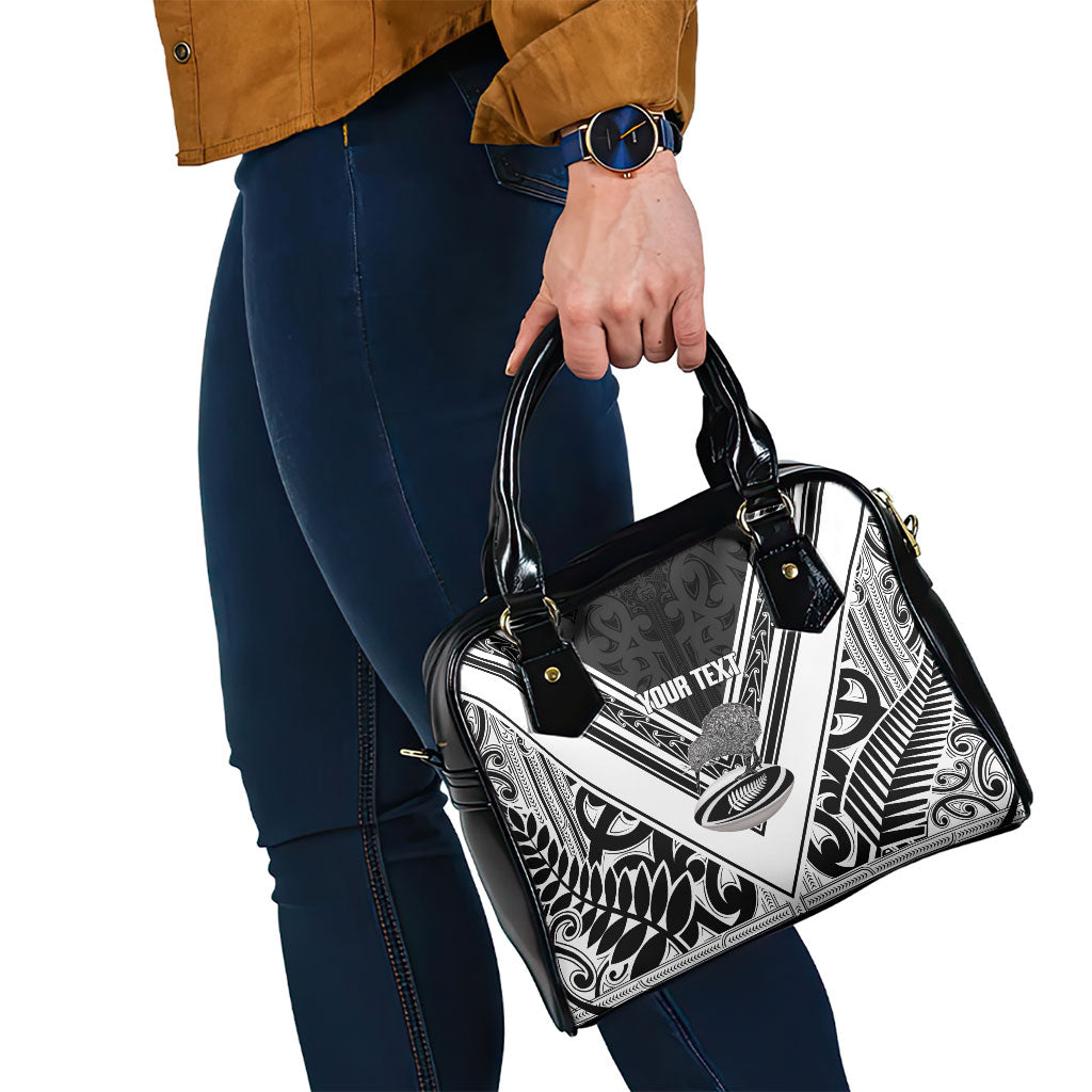 New Zealand Silver Fern Rugby Custom Shoulder Handbag Go Wheel Kiwi Maori Pattern
