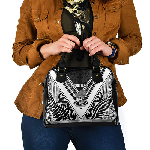New Zealand Silver Fern Rugby Custom Shoulder Handbag Go Wheel Kiwi Maori Pattern